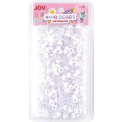 Annie Joy Round Hair Beads Regular Size, 1,000 Count, White and Clear