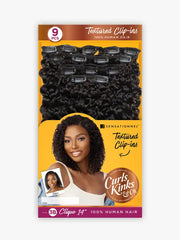SENSATIONNEL HUMAN HAIR CURLS KINKS & CO TEXTURED CLIP IN EXTENSION HH 3B CLIQUE 9PCS