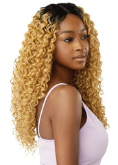 OUTRE HUMAN HAIR BLEND WEAVE PURPLE PACK BRAZILIAN BOUTIQUE DOMINICAN CURL 18" 20" 22" + 4" DEEP LACE PARTING PIECE