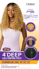 OUTRE HUMAN HAIR BLEND WEAVE PURPLE PACK BRAZILIAN BOUTIQUE DOMINICAN CURL 18" 20" 22" + 4" DEEP LACE PARTING PIECE