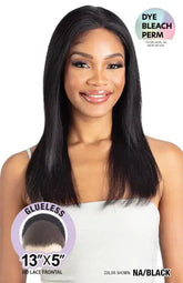 SHAKE N GO 100% VIRGIN REMY HUMAN HAIR GLOSSY GLUELESS FRONTAL WIG STRAIGHT 20"