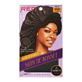 Red By Kiss Adjustable Satin Bonnet with Tie Band Braid - Black