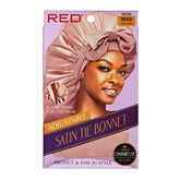 Red By Kiss Adjustable Satin Bonnet with Tie Band Braid - Baby Pink