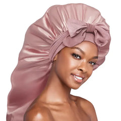 Red By Kiss Adjustable Satin Bonnet with Tie Band Braid - Baby Pink