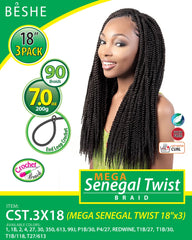 Beshe Synthetic Crochet Braid Mega Senegal Twist 18"x3