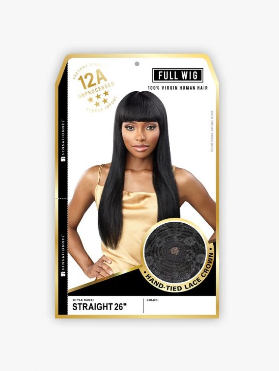 SENSATIONNEL 100% VIRGIN HUMAN HAIR LACE CROWN FULL WIG 12A STRAIGHT 26