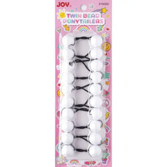Annie Joy Twin Beads Ponytailers 10Ct White