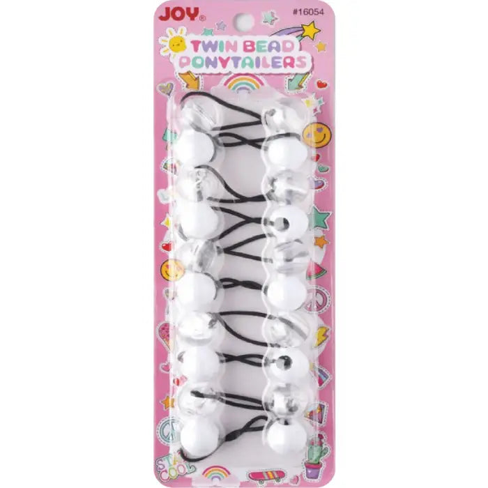 Annie Joy Twin Beads Ponytailers 10Ct White & Clear