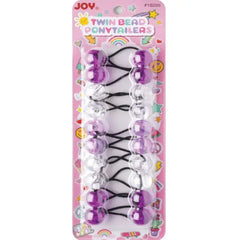 Annie Joy Twin Beads Ponytailers 10Ct Asst Purple Clear