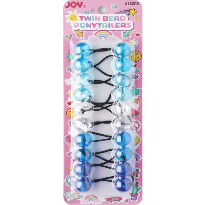 Annie Joy Twin Beads Ponytailers 10Ct Asst Blue Clear