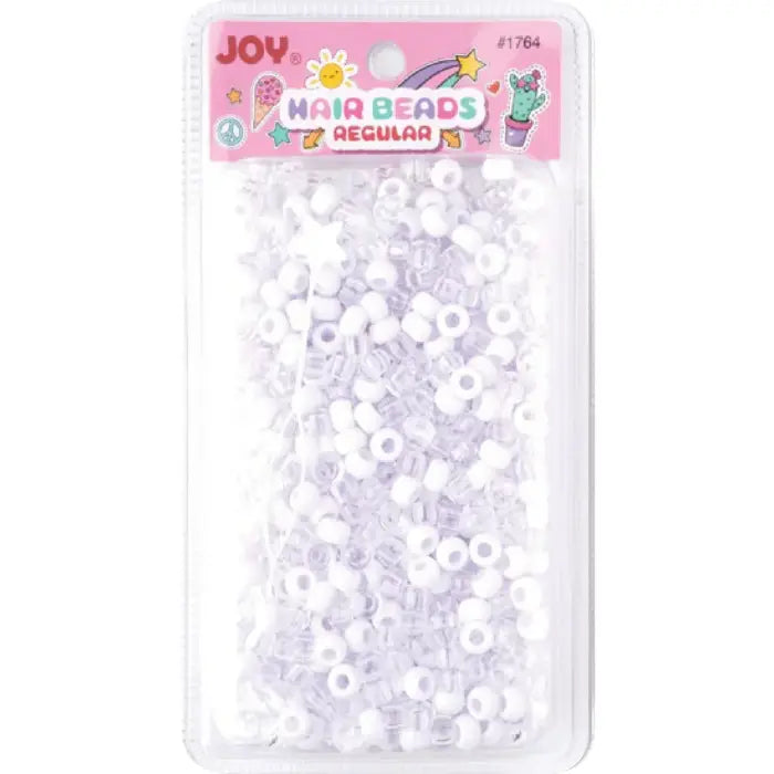 Annie Joy Round Hair Beads Regular Size, 1,000 Count, White and Clear