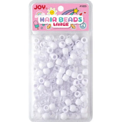 Annie Joy Round Hair Beads Large, 240 Count, White & Clear