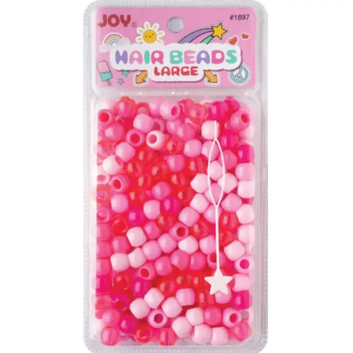Annie Joy Round Hair Beads Large, 240 Count, Pink Assorted