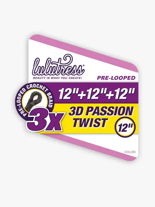 SENSATIONNEL LULUTRESS CROCHET BRAID 3X 3D PASSION TWIST 12