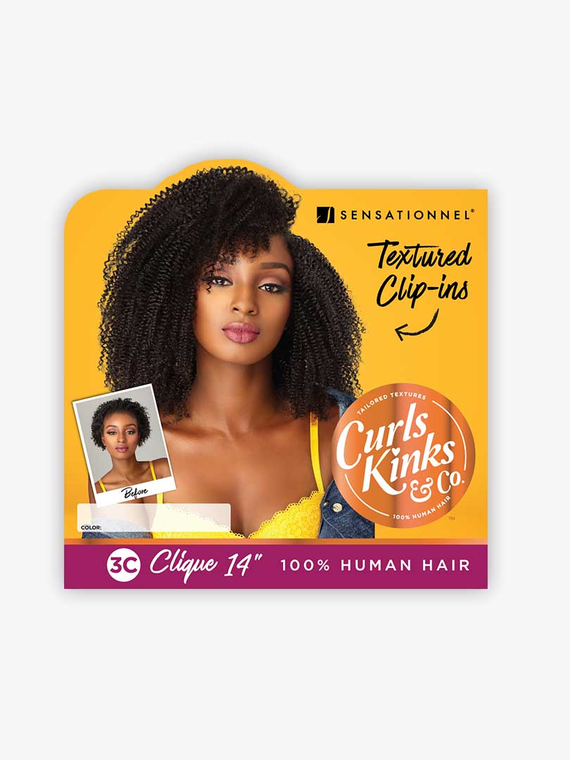 SENSATIONNEL HUMAN HAIR CURLS KINKS & CO TEXTURED CLIP IN EXTENSION  HH 3C CLIQUE 9PCS