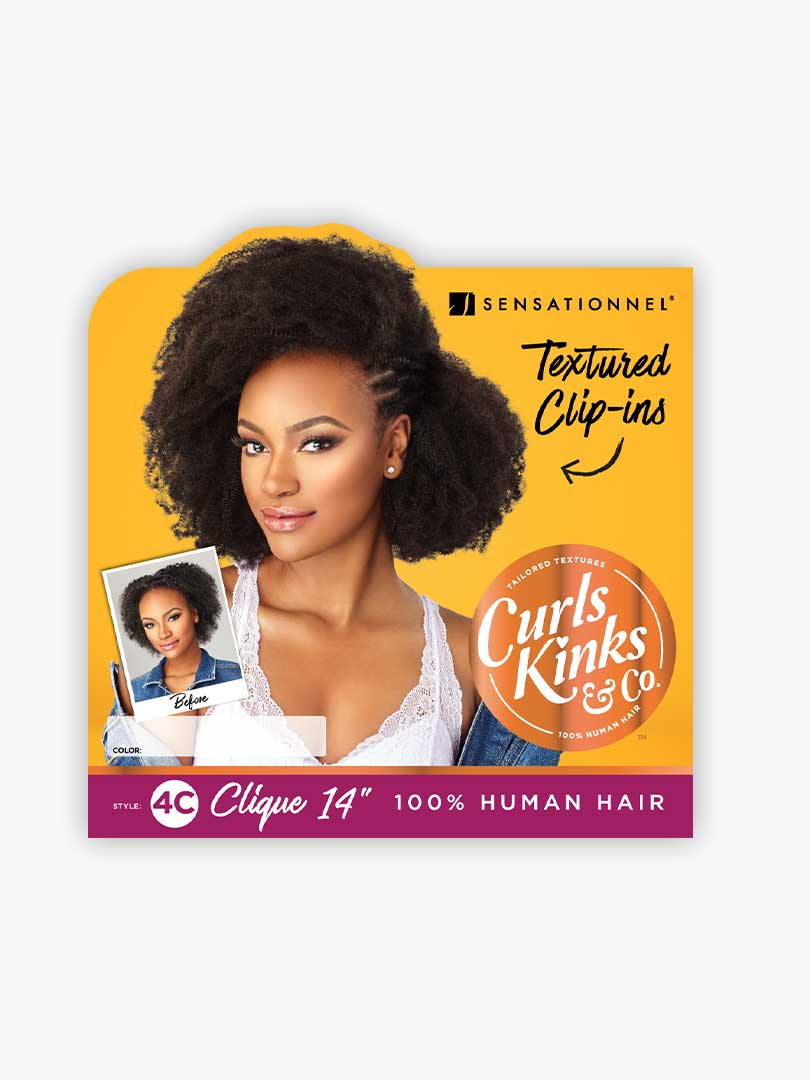 SENSATIONNEL HUMAN HAIR CURLS KINKS & CO TEXTURED CLIP IN EXTENSION  HH 4C CLIQUE 9PCS