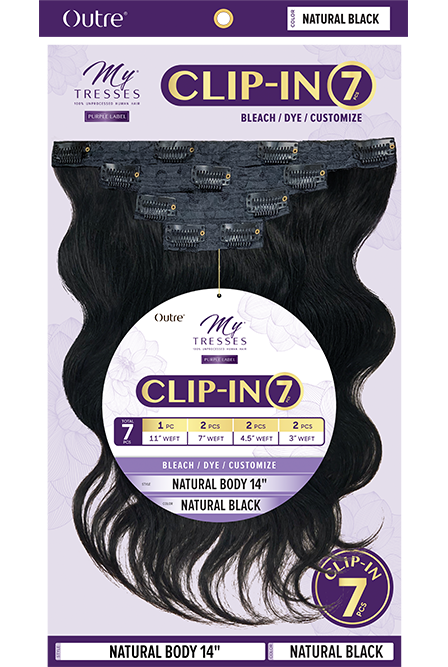 OUTRE MYTRESSES PURPLE LABEL 100% UNPROCESSED HUMAN HAIR CLIP IN 7PCS NATURAL BODY