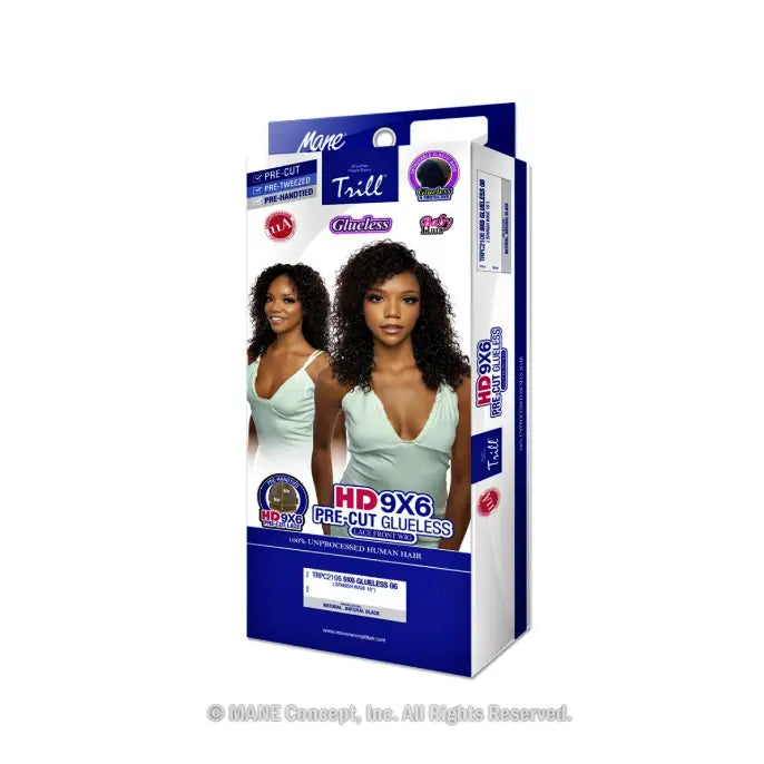 MANE CONCEPT TRILL 100% HUMAN HAIR 9X6 PRE-CUT GLUELESS 06 SPANISH WAVE 18"