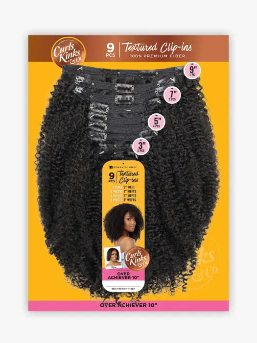 SENSATIONNEL CURLS KINKS & CO TEXTURED CLIP IN EXTENSION OVER ACHIEVER 10″