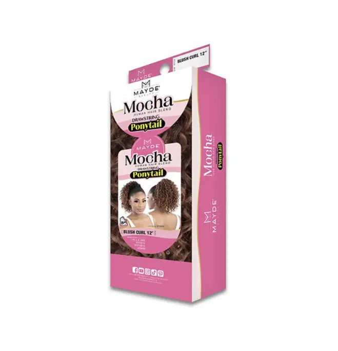 MAYDE BEAUTY MOCHA DRAWSTRING PONYTAIL BLUSH CURL 12"