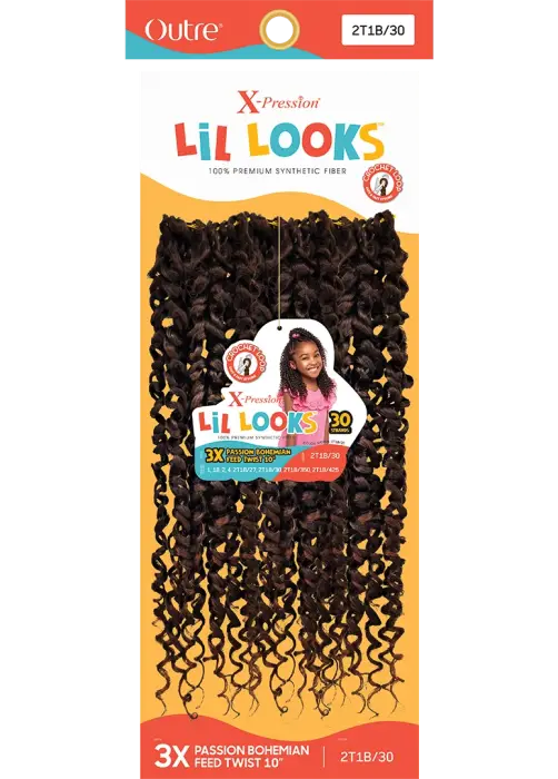 OUTRE X-PRESSION LIL LOOKS CROCHET BRAID 3X PASSION BOHEMIAN FEED TWIST 10