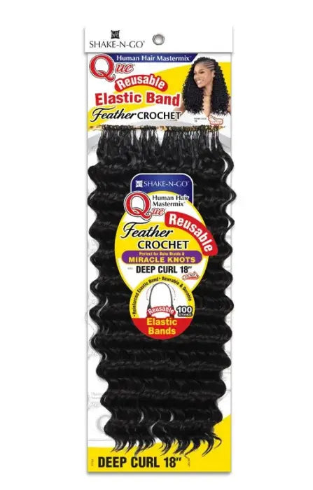 Shake N Go Human Hair Blend Que Feather Crochet - Deep Curl 18"