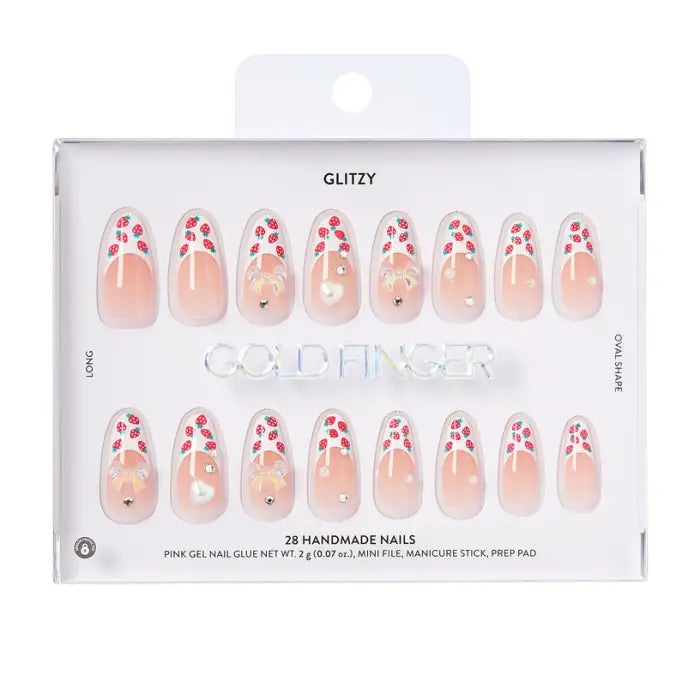 Ivy Beauty Glitzy 3D Handmade Press-On Nails - Promendade (Oval Shape)