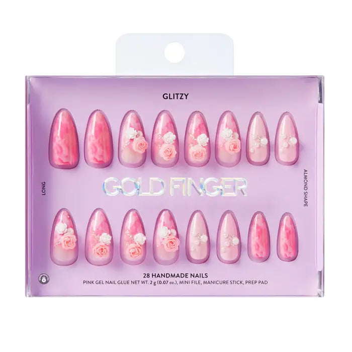 Ivy Beauty Glitzy 3D Handmade Press-On Nails - Five Star (Almond Shape)