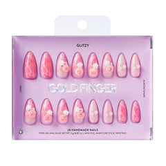 Ivy Beauty Glitzy 3D Handmade Press-On Nails - Five Star (Almond Shape)