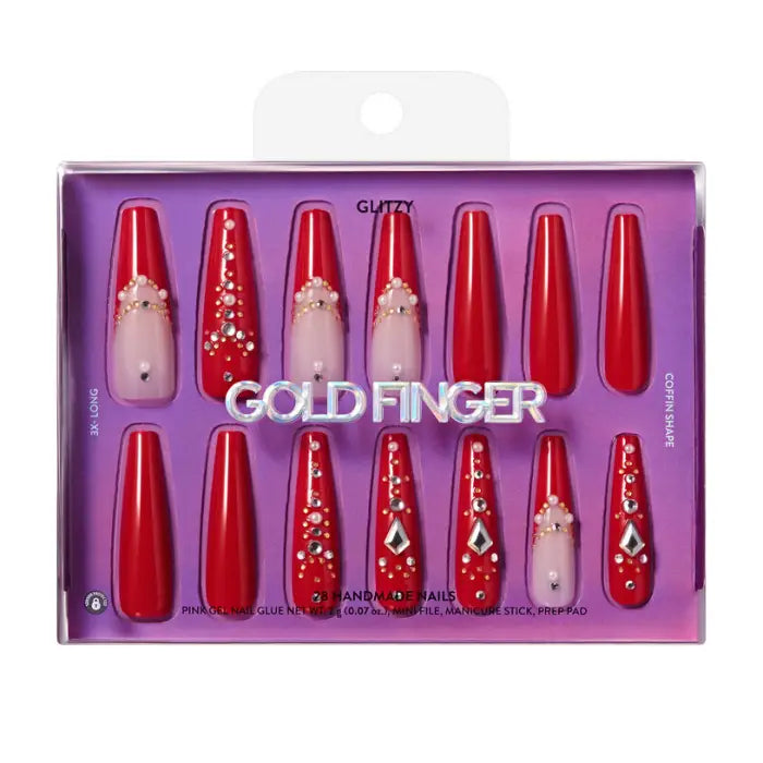 Ivy Beauty Glitzy 3D Handmade Press-On Nails - Dreamy (Coffin Shape)