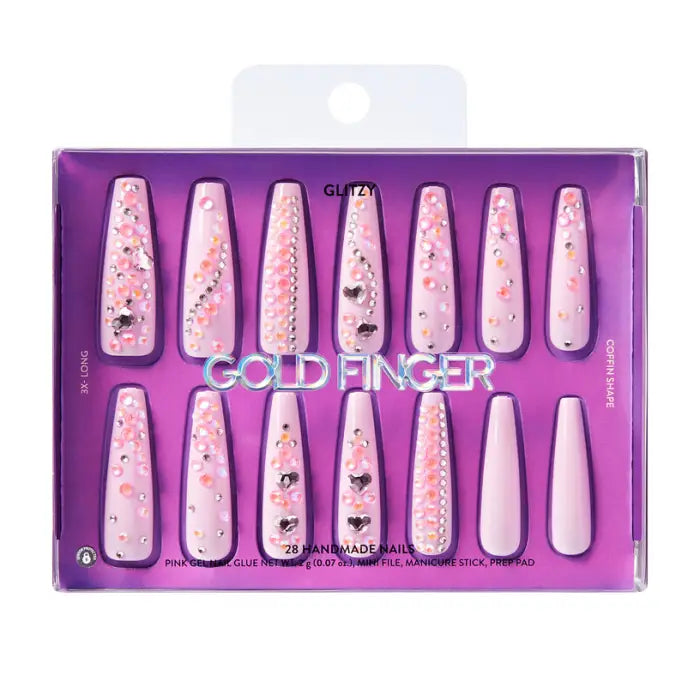Ivy Beauty Glitzy 3D Handmade Press-On Nails - Yummy (Coffin Shape)