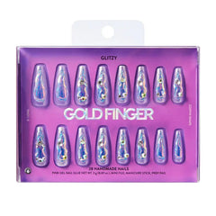 Ivy Beauty Glitzy 3D Handmade Press-On Nails - Dear (Coffin Shape)