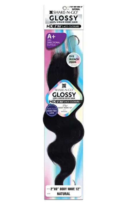 SHAKE N GO GLOSSY 2X6 HD LACE CLOSURE BODY WAVE 12"
