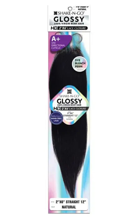 SHAKE N GO GLOSSY 2X6 HD LACE CLOSURE STRAIGHT 12"