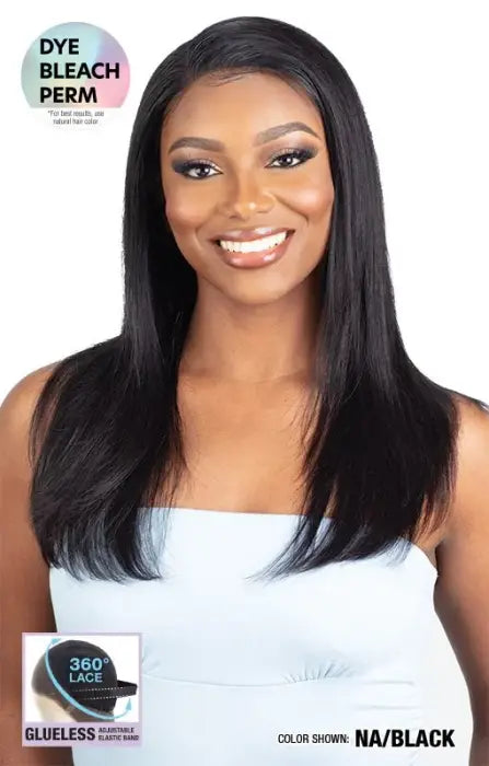 SHAKE N GO 100% HUMAN HAIR GLOSSY 360 LACE FRONTAL WIG STRAIGHT 20"
