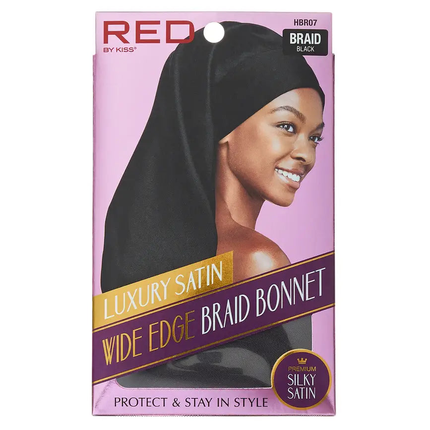 RED WIDE EDGE SILKY BONNET BLACK