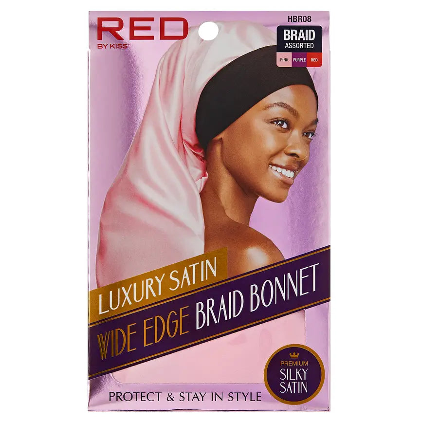 RED WIDE EDGE SILKY BONNET PINK