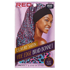 RED WIDE EDGE SILKY BONNET LEOPARD