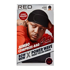 Red By Kiss Bow Wow X Power Wave Velvet Velcro Durag Jumbo - Black HD165