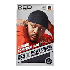 Red By Kiss Bow Wow X Power Wave Spandex Velcro Durag Jumbo - Black HD168