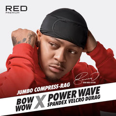 Red By Kiss Bow Wow X Power Wave Spandex Velcro Durag Jumbo - Black HD168