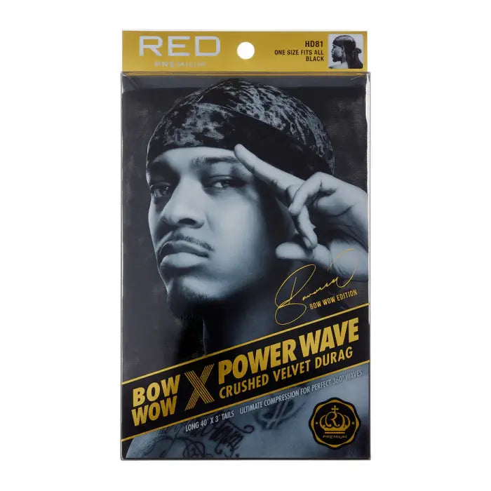 Red By Kiss Bow Wow X Power Wave Crushed Velvet Durag - Black HD81