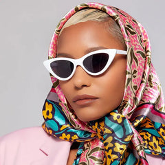 RED BY KISS WOOVEN SILKY SATIN SQUARE SCARF FLORAL