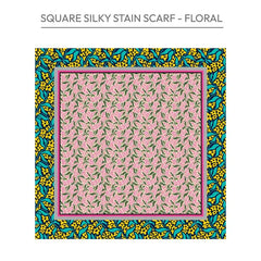 RED BY KISS WOOVEN SILKY SATIN SQUARE SCARF FLORAL