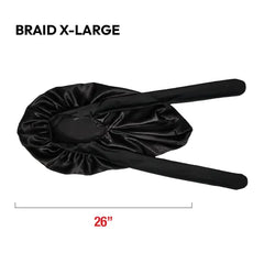 Red By Kiss Adjustable Satin Bonnet with Tie Band Braid - Black