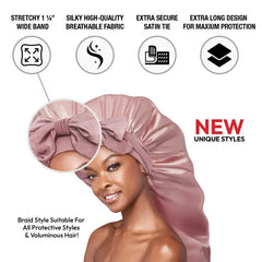 Red By Kiss Adjustable Satin Bonnet with Tie Band Braid - Baby Pink
