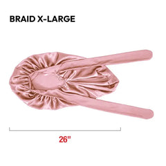 Red By Kiss Adjustable Satin Bonnet with Tie Band Braid - Baby Pink