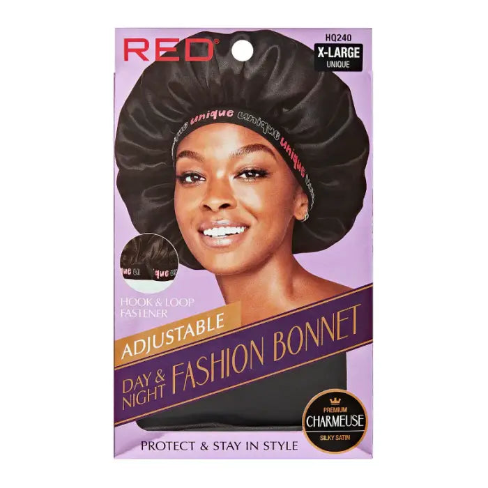 Red By Kiss Adjustable Fashion Hair Bonnet for Day & Night Hair Protection - HQ240 Unique