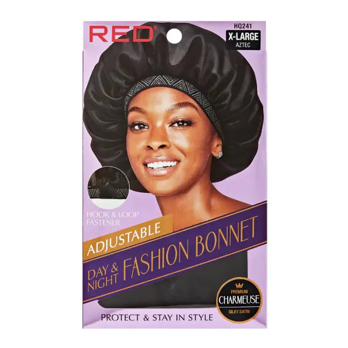 Red By Kiss Adjustable Fashion Hair Bonnet for Day & Night Hair Protection - HQ241 Aztec