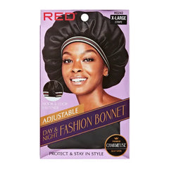Red By Kiss Adjustable Fashion Hair Bonnet for Day & Night Hair Protection - HQ242 STRIPE